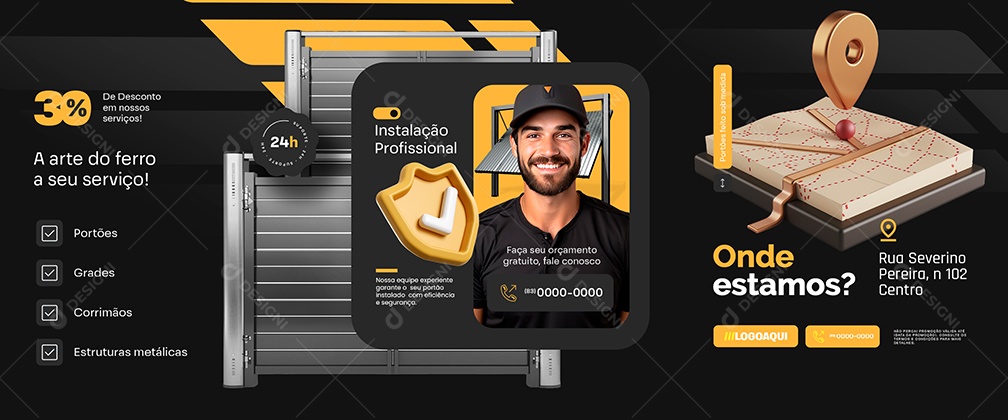 Carrossel Serralheria Onde Estamos Instalação Profissional Social Media PSD Editável