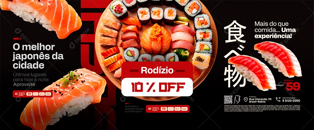 Carrossel Sushi O Melhor Japonês da Cidade Social Media PSD Editável