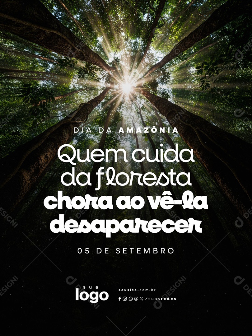 Dia da Amazônia 05 de Setembro Quem Cuida da Floresta Social Media PSD Editável