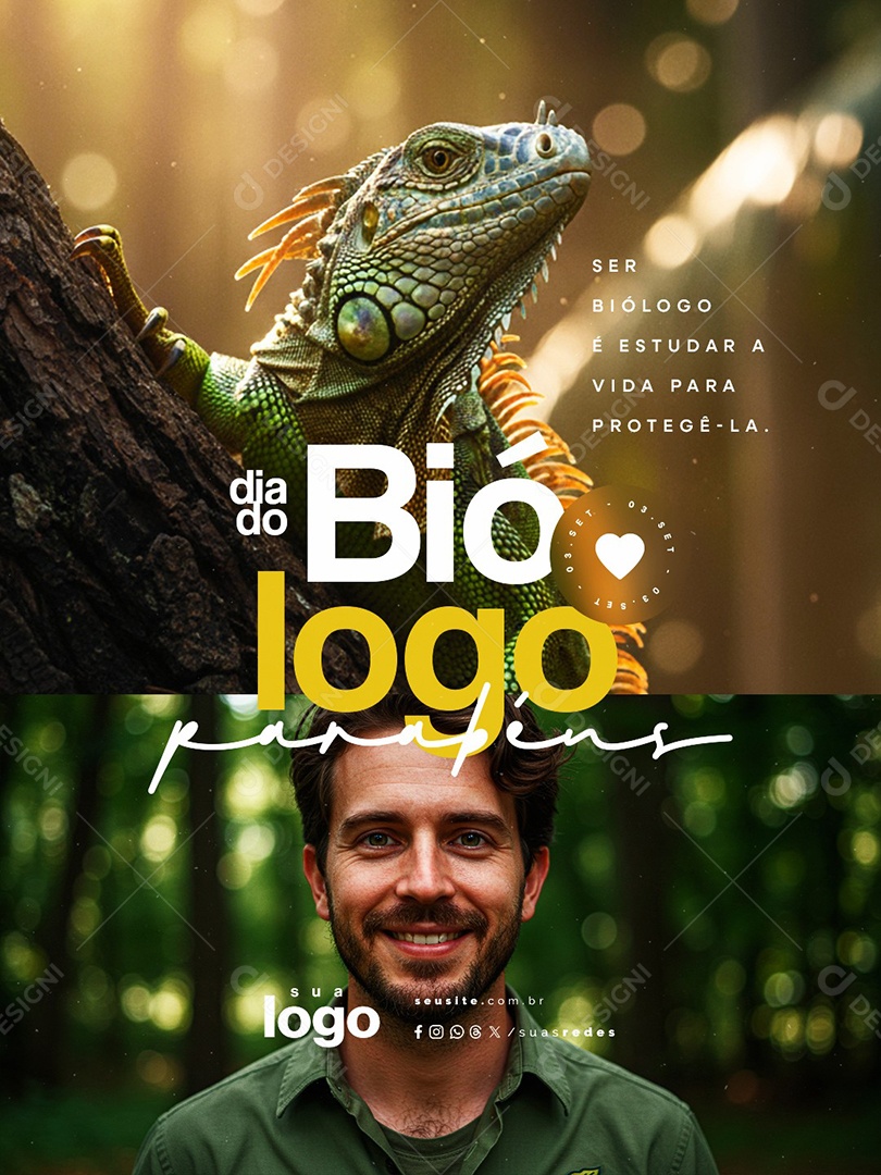 Dia do Biólogo 03 de Setembro Parabéns Social Media PSD Editável