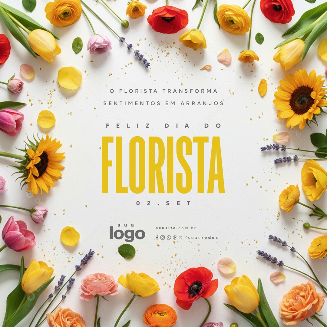 Feliz Dia do Florista 02 de Setembro Social Media PSD Editável