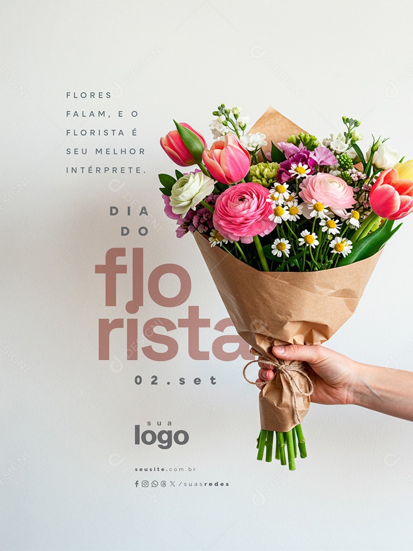 Dia do Florista 02 de Setembro Flores Social Media PSD Editável