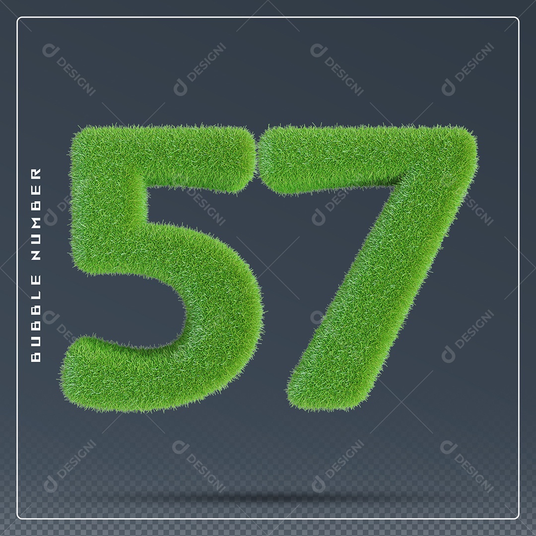 Elemento 3D Número 57 Verde para Composição PSD