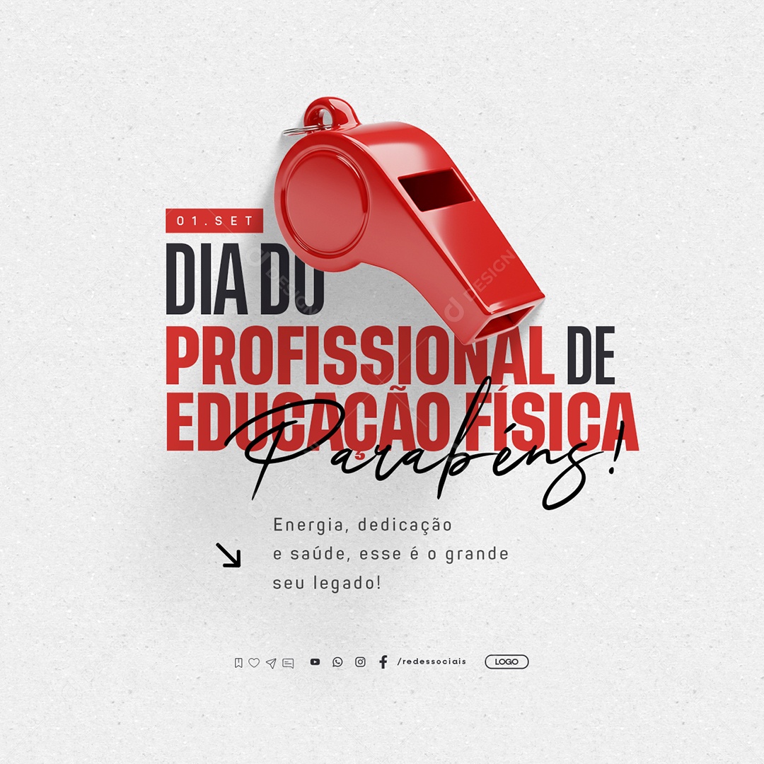 Dia do Profissional de Educação Física 01 de Setembro Parabéns Social Media PSD Editável