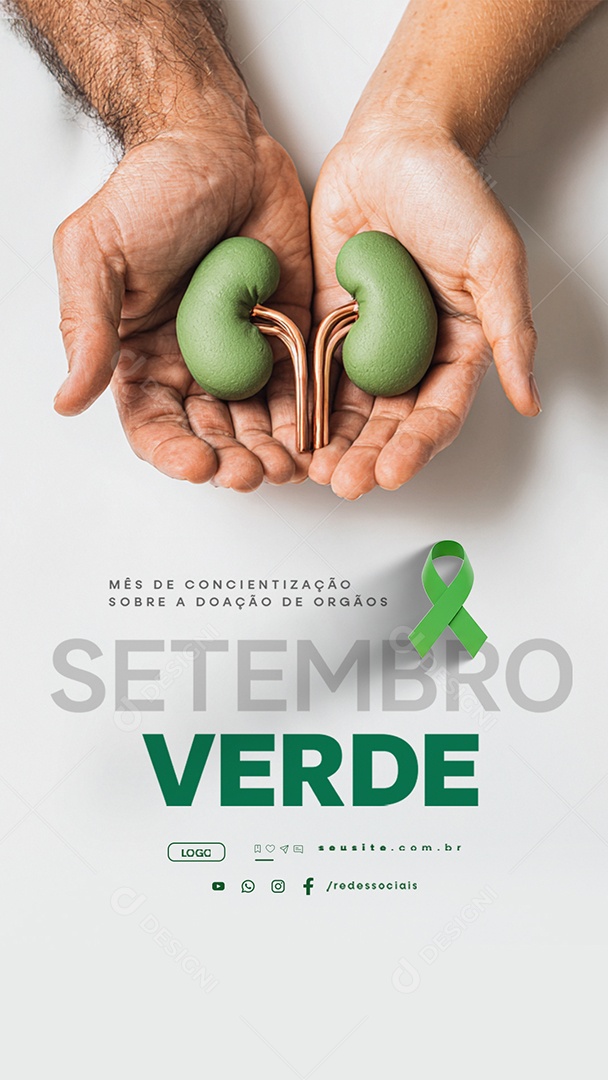 Story Setembro Verde Mês de Conscientização Sobre a Doação de Órgãos Social Media PSD Editável