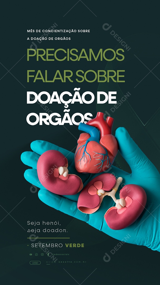 Story Setembro Verde Seja Herói Seja Doador Social Media PSD Editável