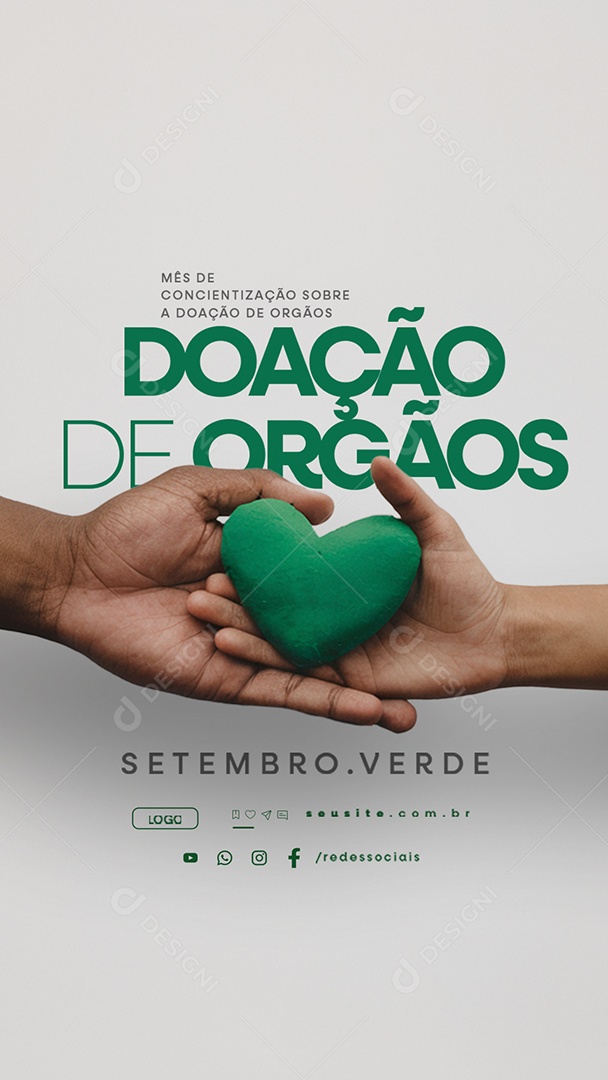 Story Setembro Verde Mês de Conscientização Sobre a Doação de Órgãos Social Media PSD Editável