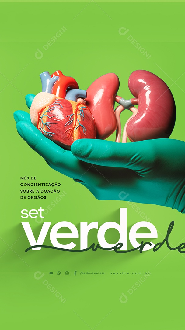 Story Setembro Verde Mês de Conscientização Sobre a Doação de Órgãos Social Media PSD Editável