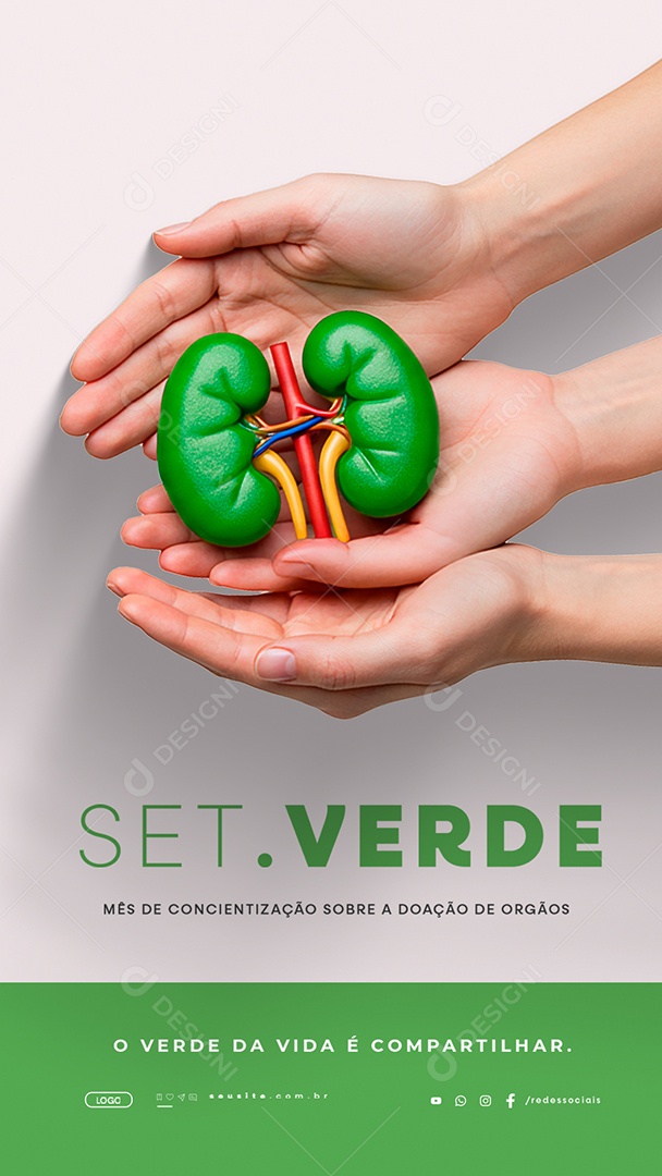 Story Setembro Verde Mês de Conscientização Sobre a Doação de Órgãos Social Media PSD Editável
