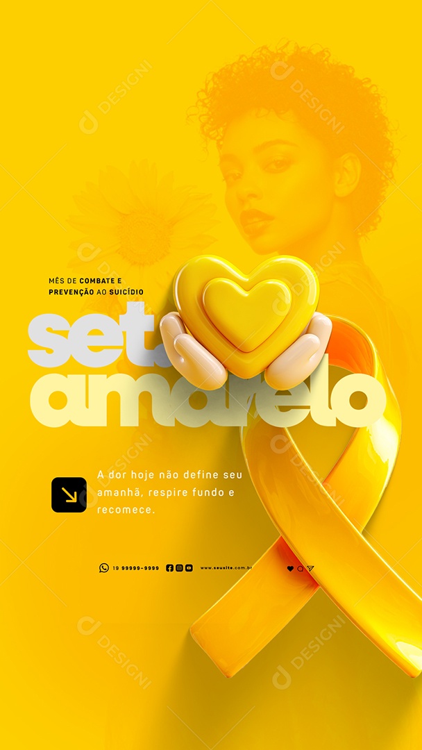 Story Setembro Amarelo Mês de Combate e Prevenção ao Suicídio Social Media PSD Editável