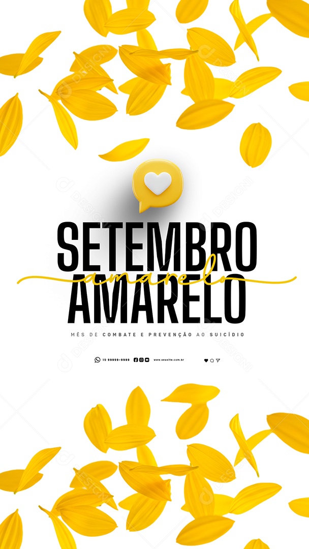 Story Setembro Amarelo Mês de Combate e Prevenção ao Suicídio Social Media PSD Editável