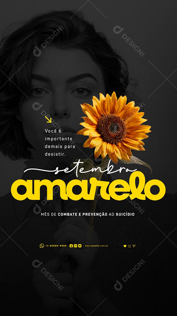 Story Setembro Amarelo Mês de Combate e Prevenção ao Suicídio Social Media PSD Editável