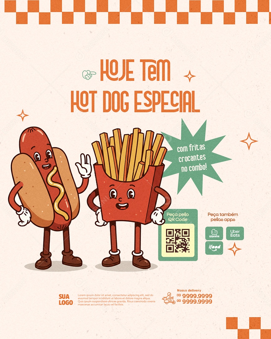 Lanchonete Hoje tem Hot Dog Especial Social Media PSD Editável