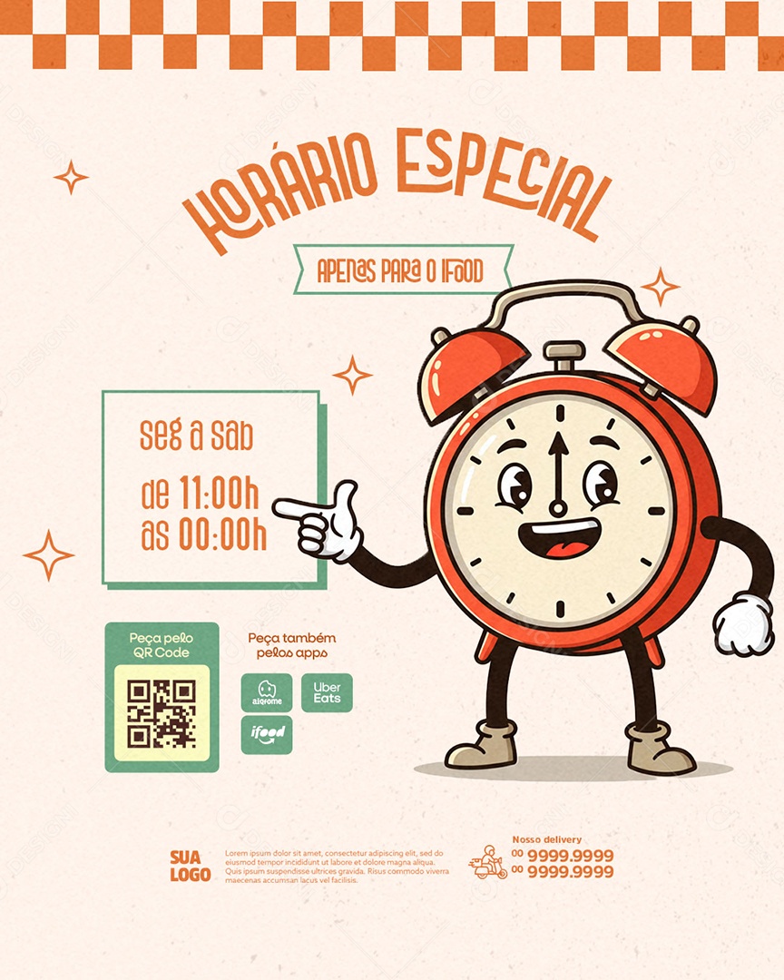 Lanchonete Horário Especial Social Media PSD Editável