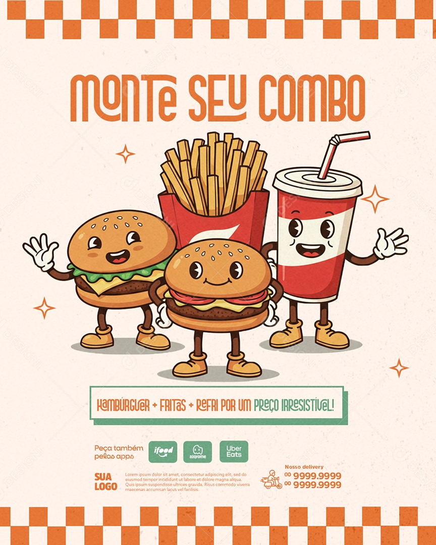 Lanchonete Monte deu Combo Social Media PSD Editável