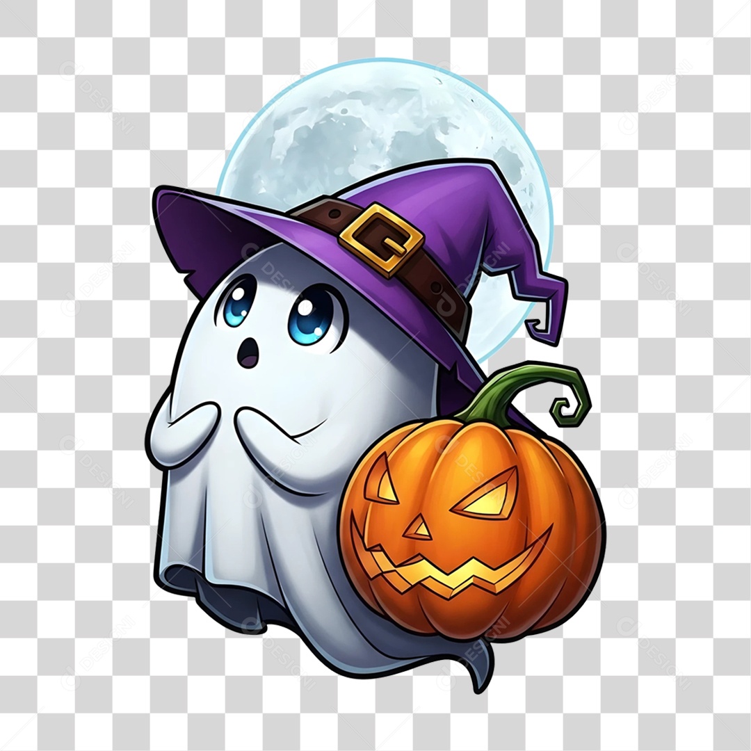 Elemento 3D Fantasma de Halloween PNG Transparente