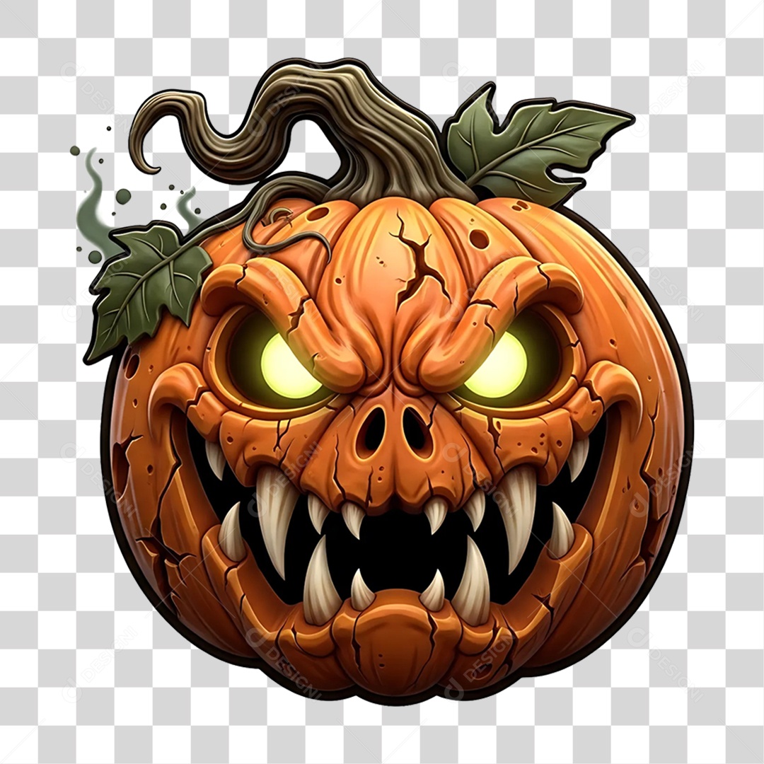 Cabeça de Abóbora Halloween PNG Transparente