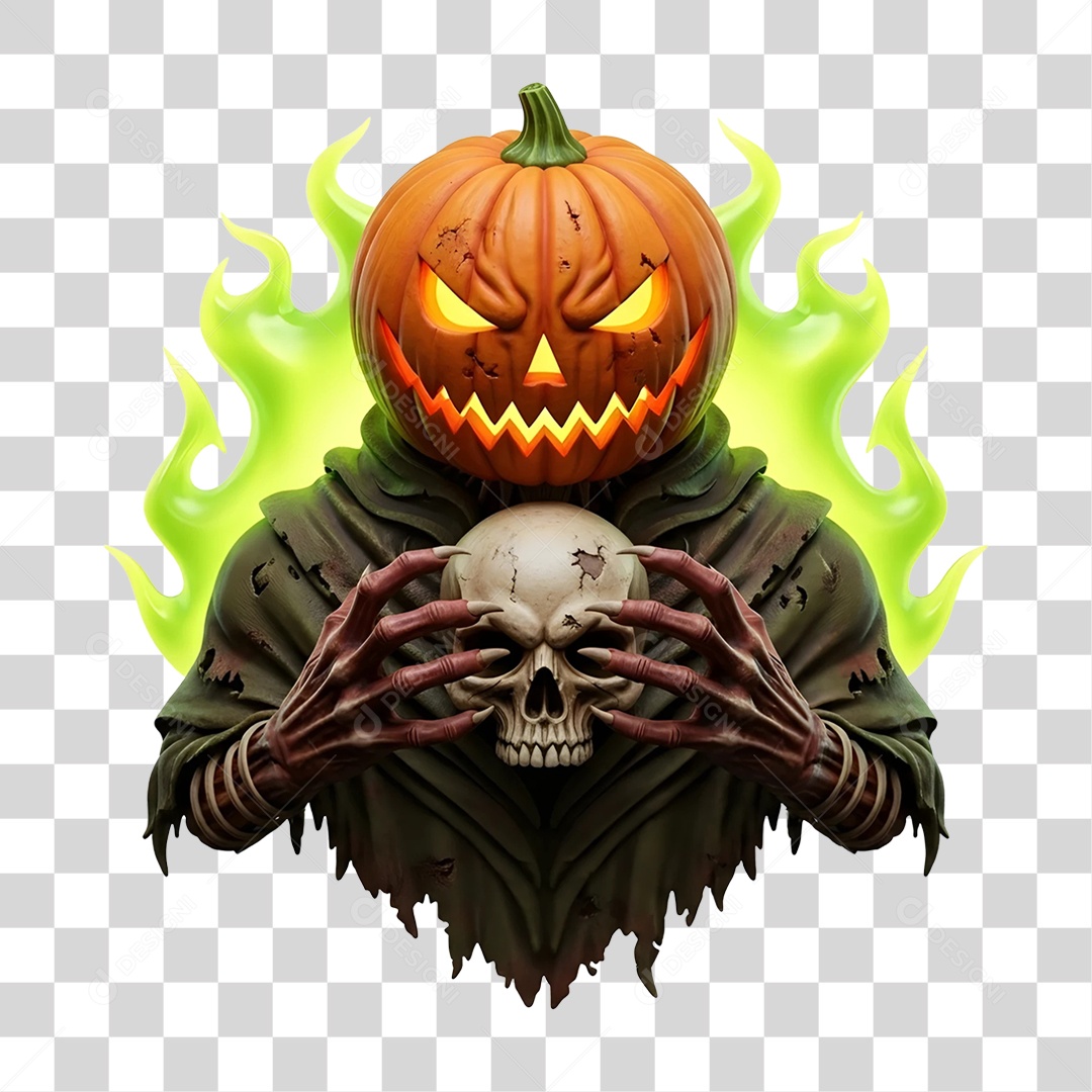 Cabeça de Abóbora Halloween PNG Transparente