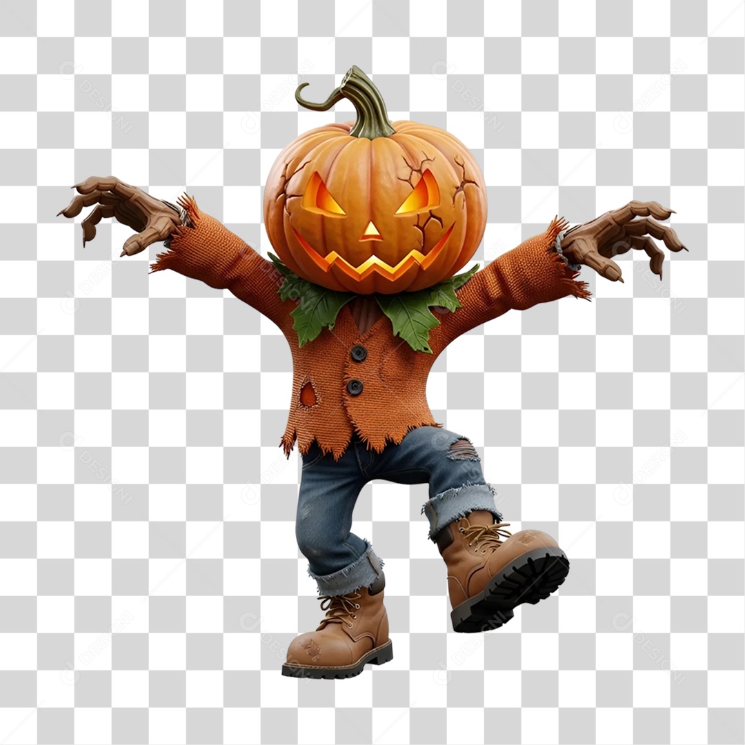 Cabeça de Abóbora Halloween Espantalho PNG Transparente