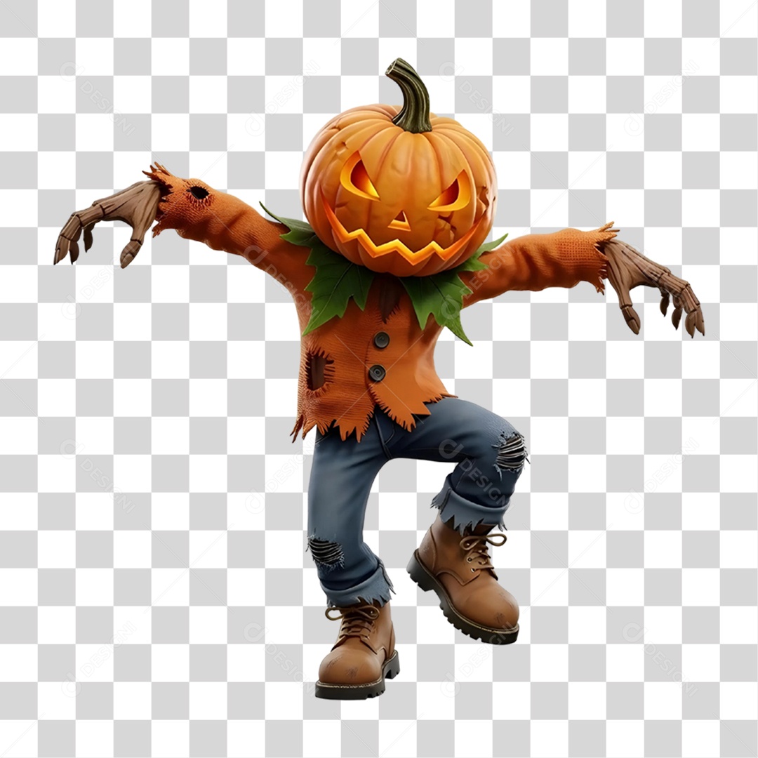 Cabeça de Abóbora Halloween Espantalho PNG Transparente
