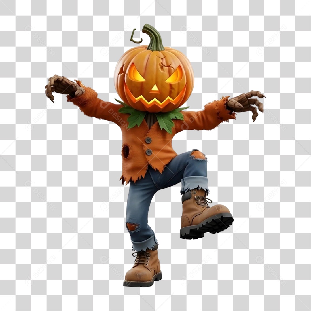 Cabeça de Abóbora Halloween Espantalho PNG Transparente