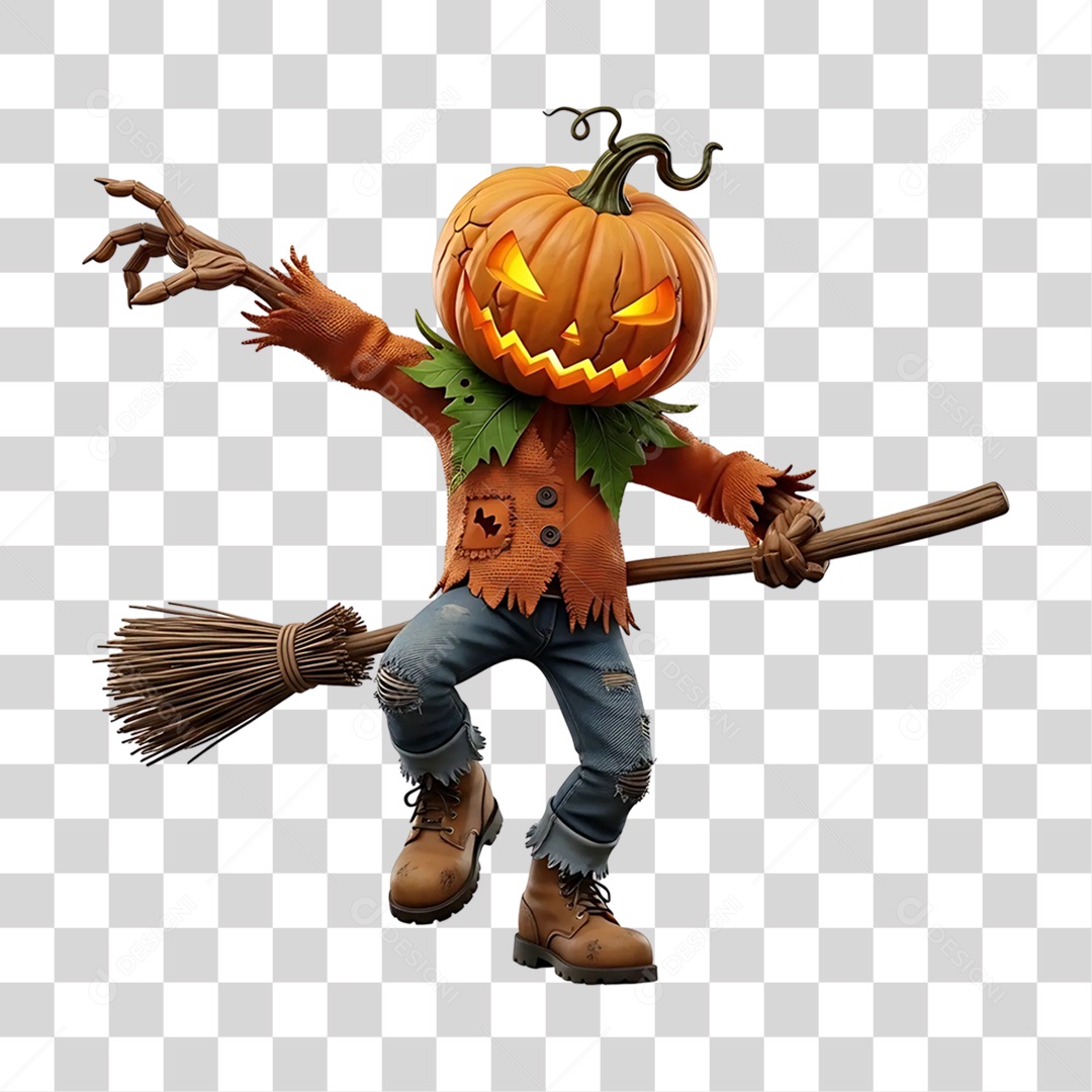 Cabeça de Abóbora Halloween Espantalho PNG Transparente