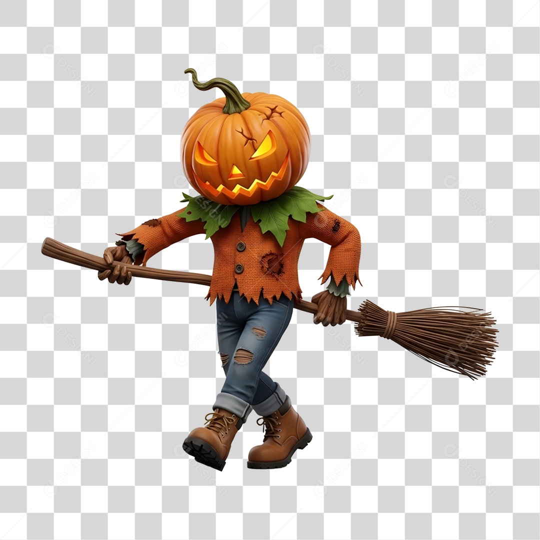Cabeça de Abóbora Halloween Espantalho PNG Transparente