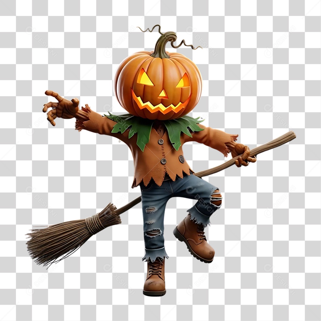 Cabeça de Abóbora Halloween Espantalho PNG Transparente