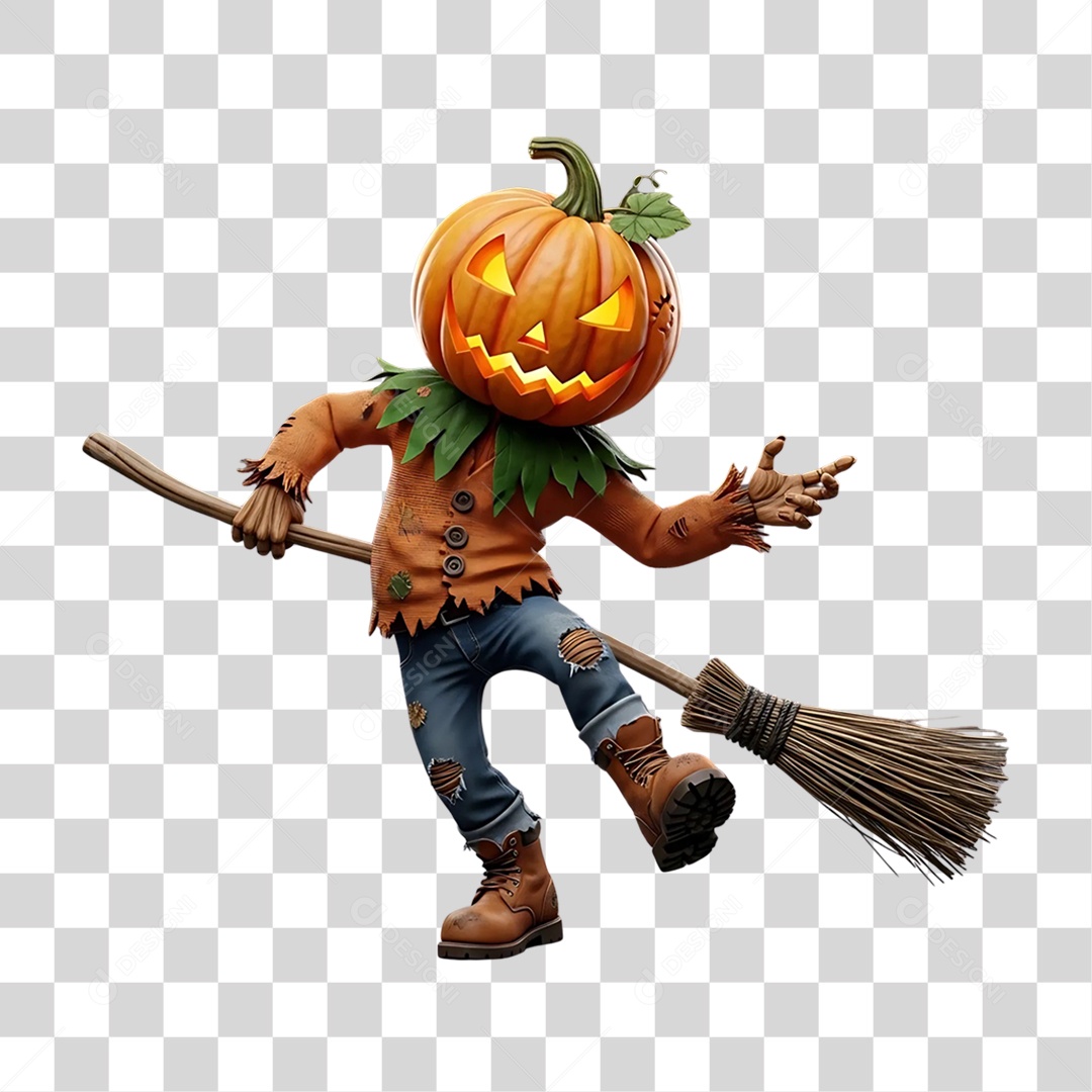 Cabeça de Abóbora Halloween Espantalho PNG Transparente