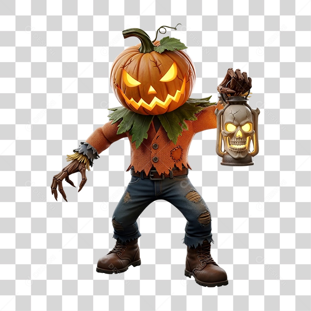 Cabeça de Abóbora Halloween Espantalho PNG Transparente
