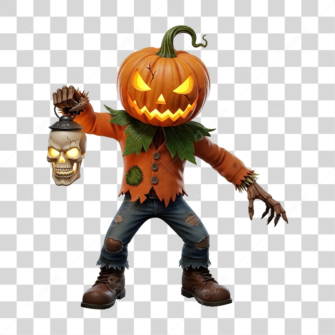 Cabeça de Abóbora Halloween Espantalho PNG Transparente