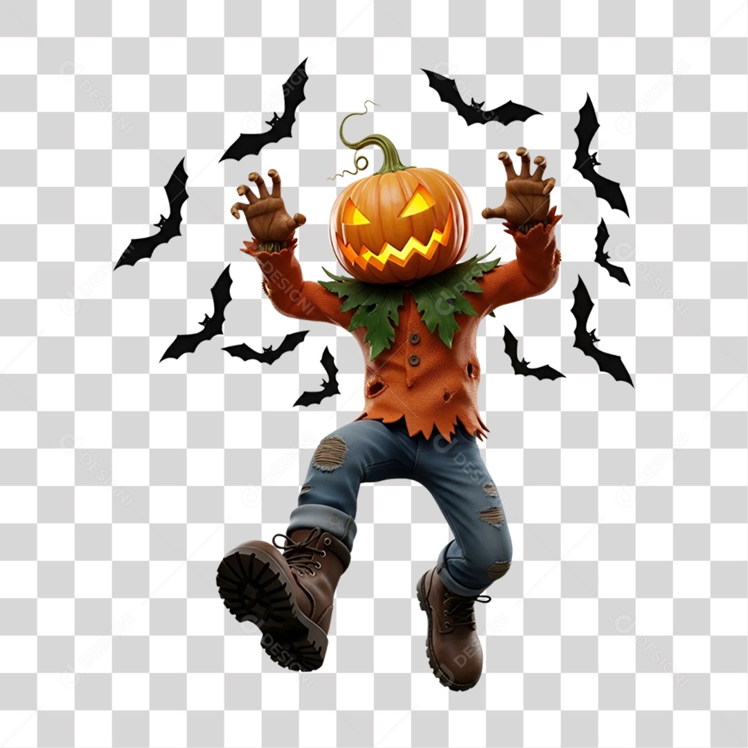 Cabeça de Abóbora Halloween Espantalho PNG Transparente