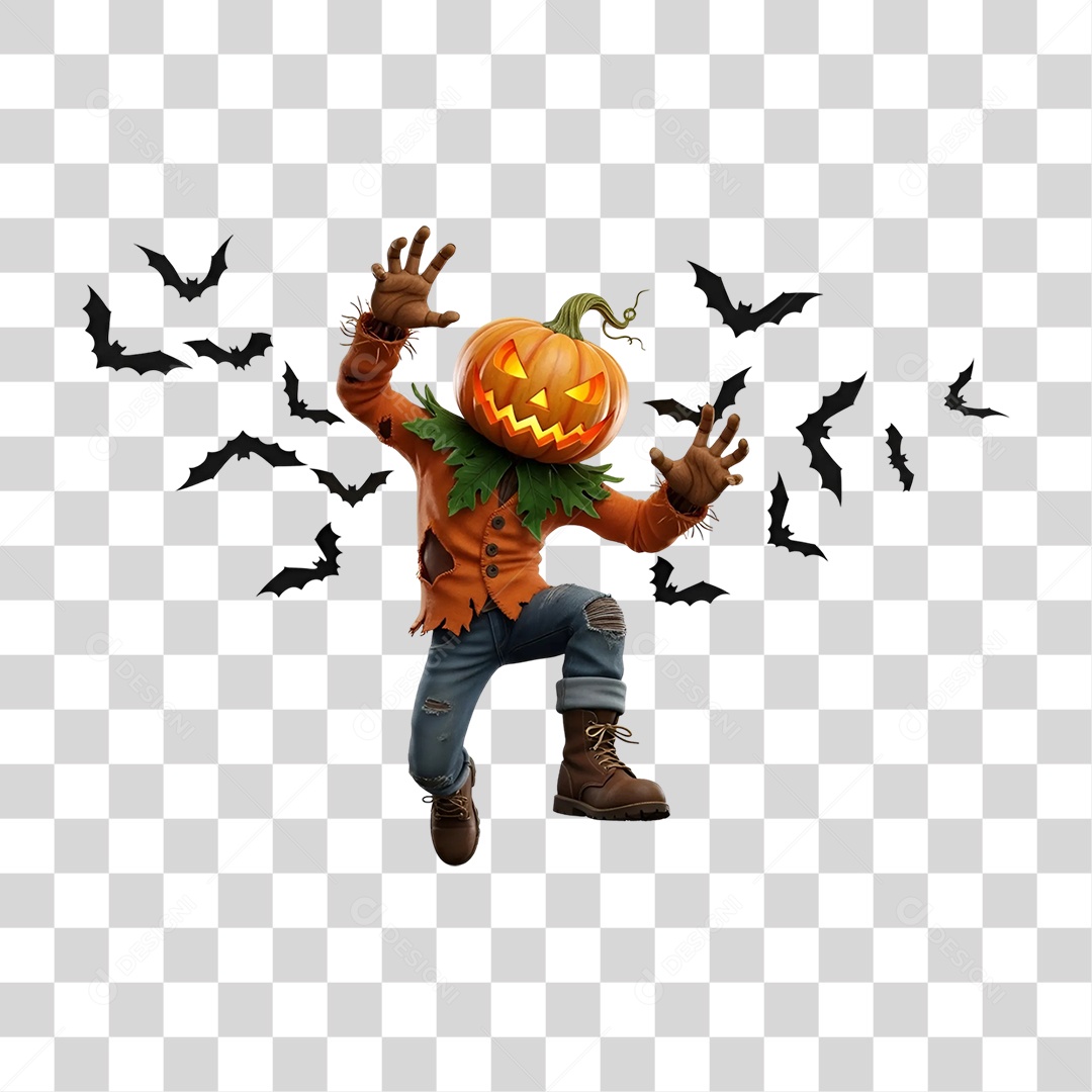 Cabeça de Abóbora Halloween Espantalho PNG Transparente