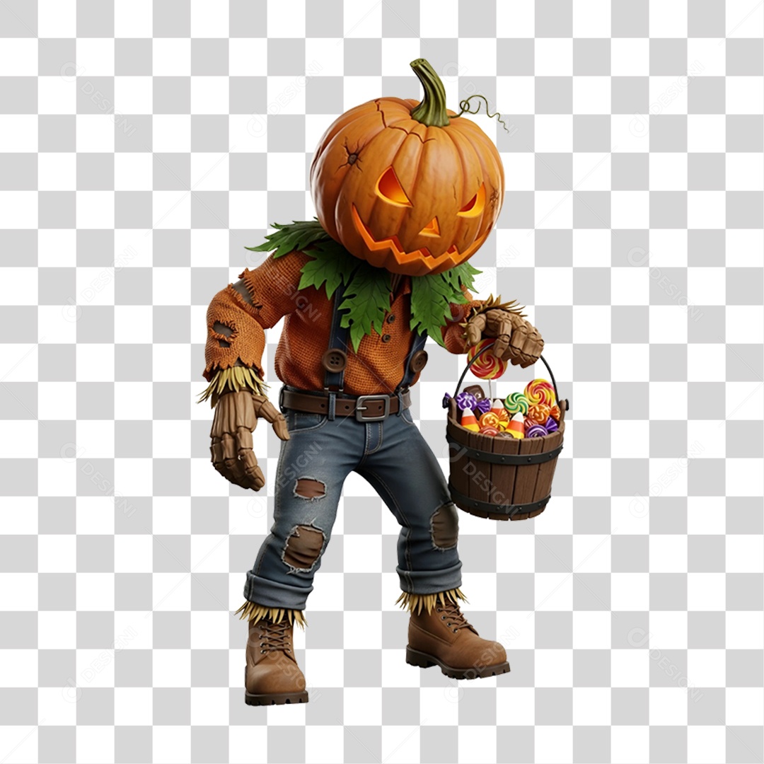 Cabeça de Abóbora Halloween Espantalho PNG Transparente