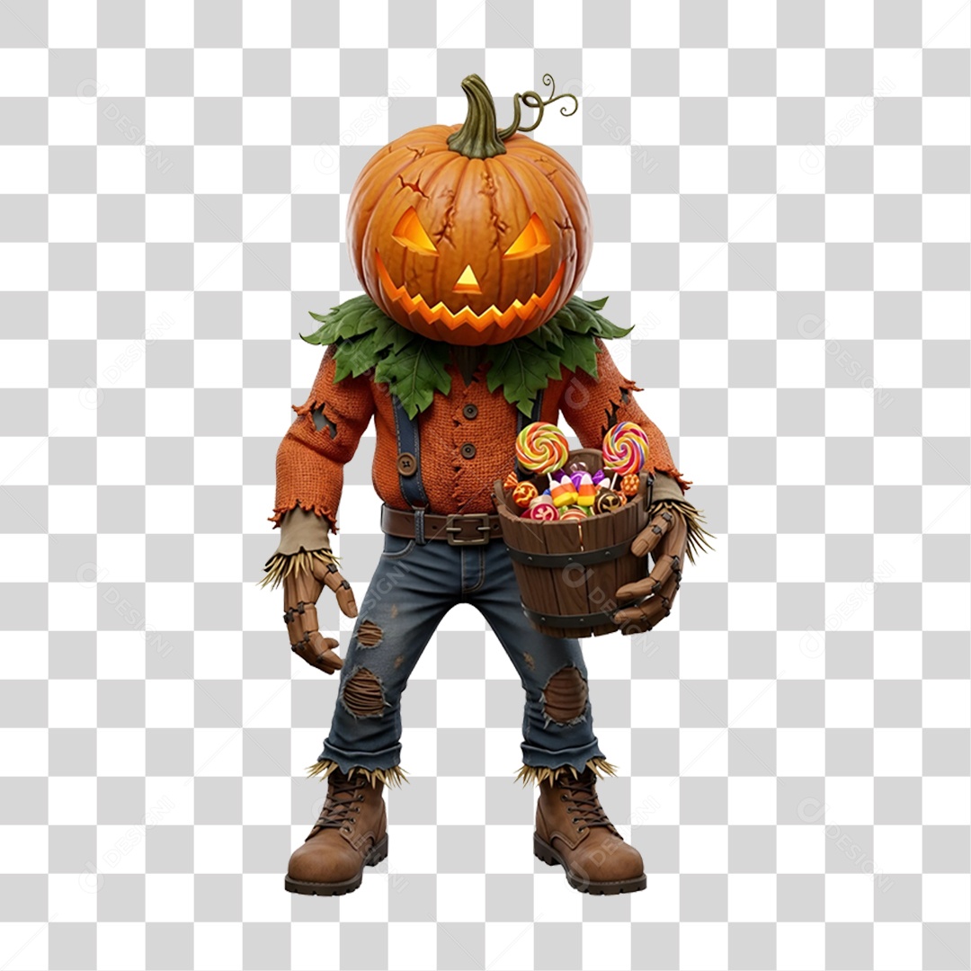 Cabeça de Abóbora Halloween Espantalho PNG Transparente