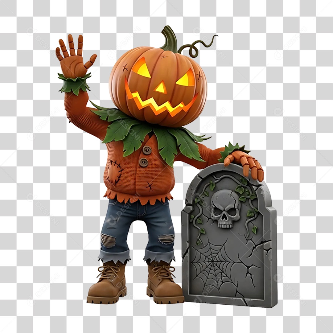 Cabeça de Abóbora Halloween Espantalho PNG Transparente