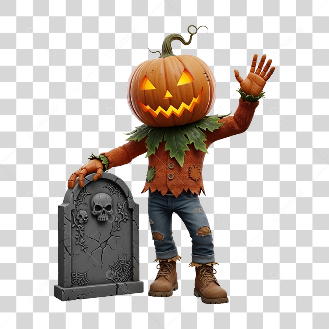 Cabeça de Abóbora Halloween Espantalho PNG Transparente