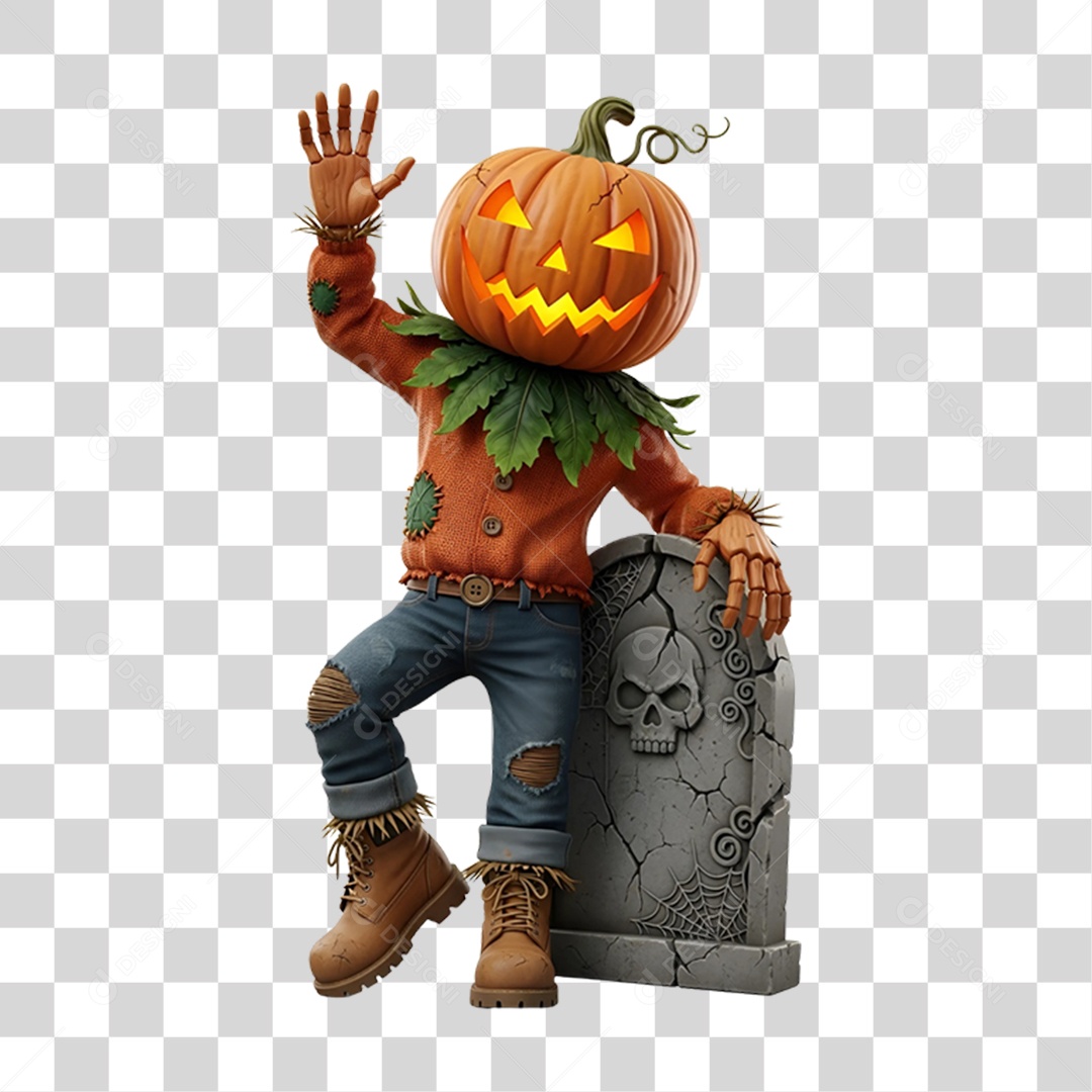Cabeça de Abóbora Halloween Espantalho PNG Transparente