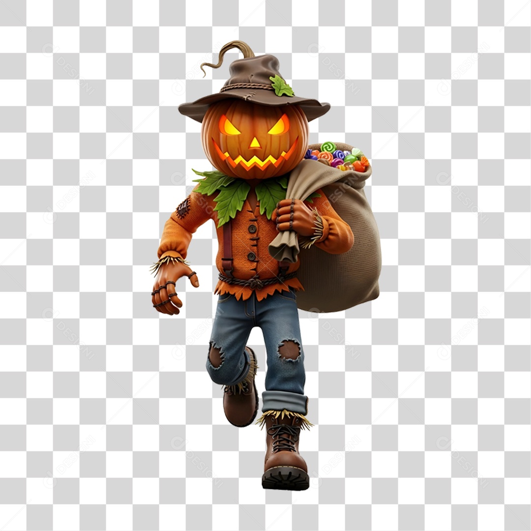 Cabeça de Abóbora Halloween Espantalho PNG Transparente