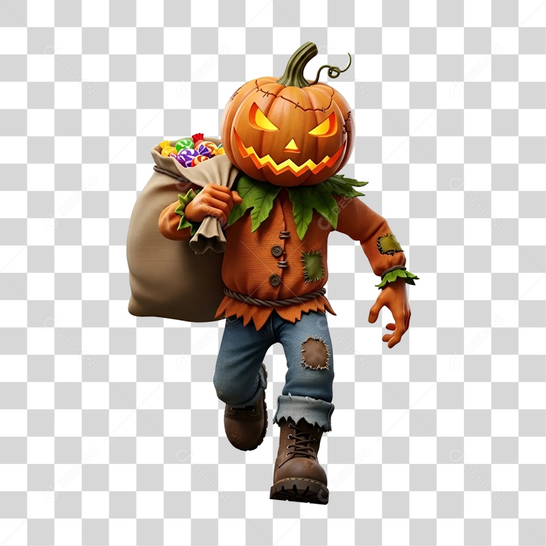 Cabeça de Abóbora Halloween Espantalho PNG Transparente
