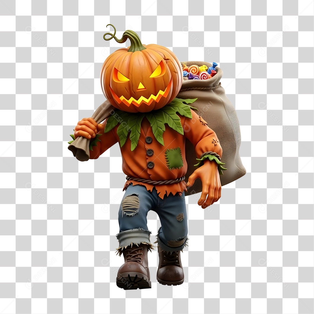 Cabeça de Abóbora Halloween Espantalho PNG Transparente