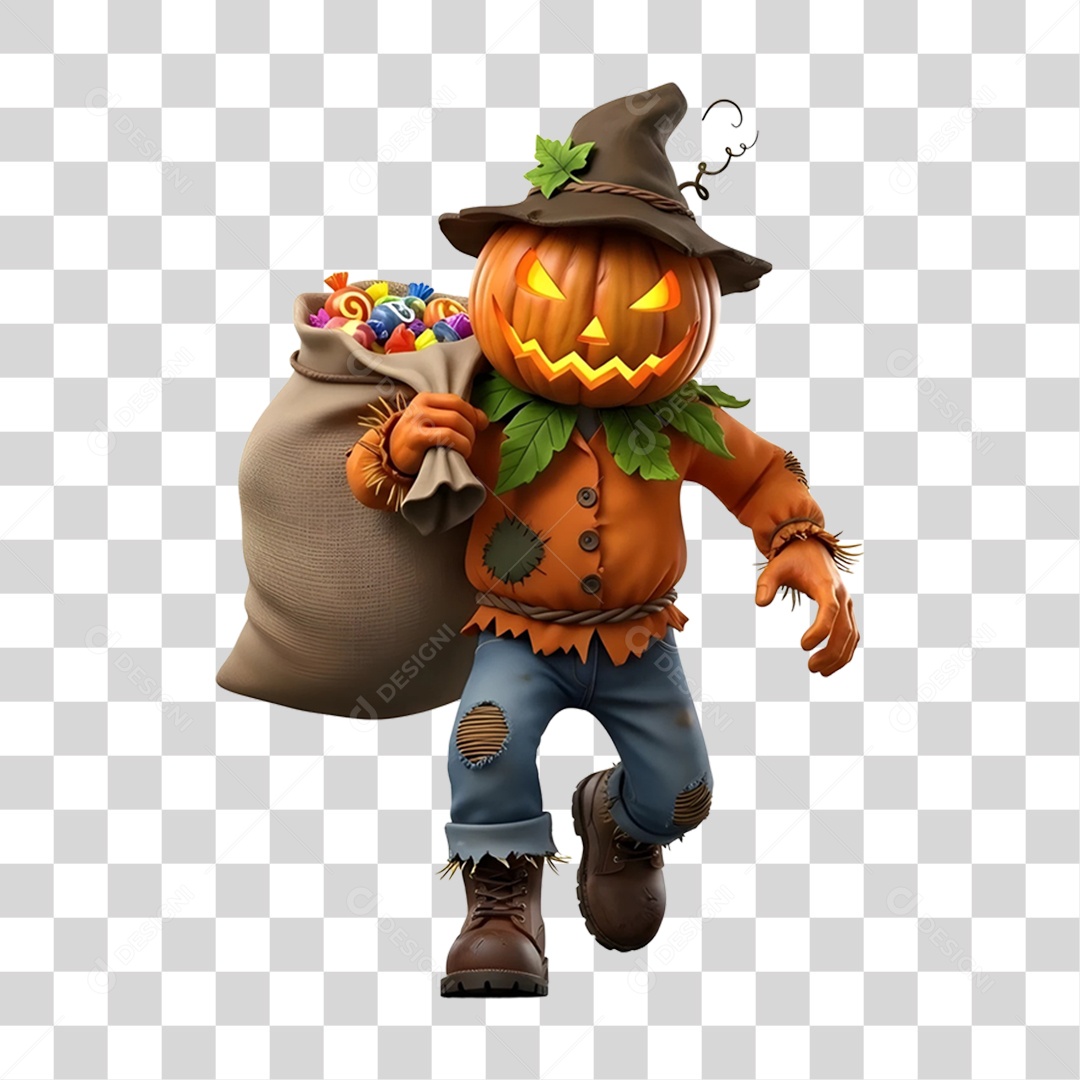 Cabeça de Abóbora Halloween Espantalho PNG Transparente