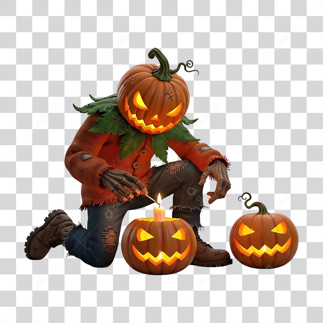 Cabeça de Abóbora Halloween Espantalho PNG Transparente