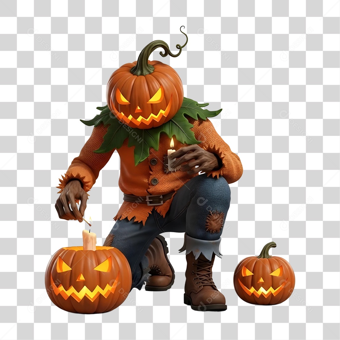 Cabeça de Abóbora Halloween Espantalho PNG Transparente