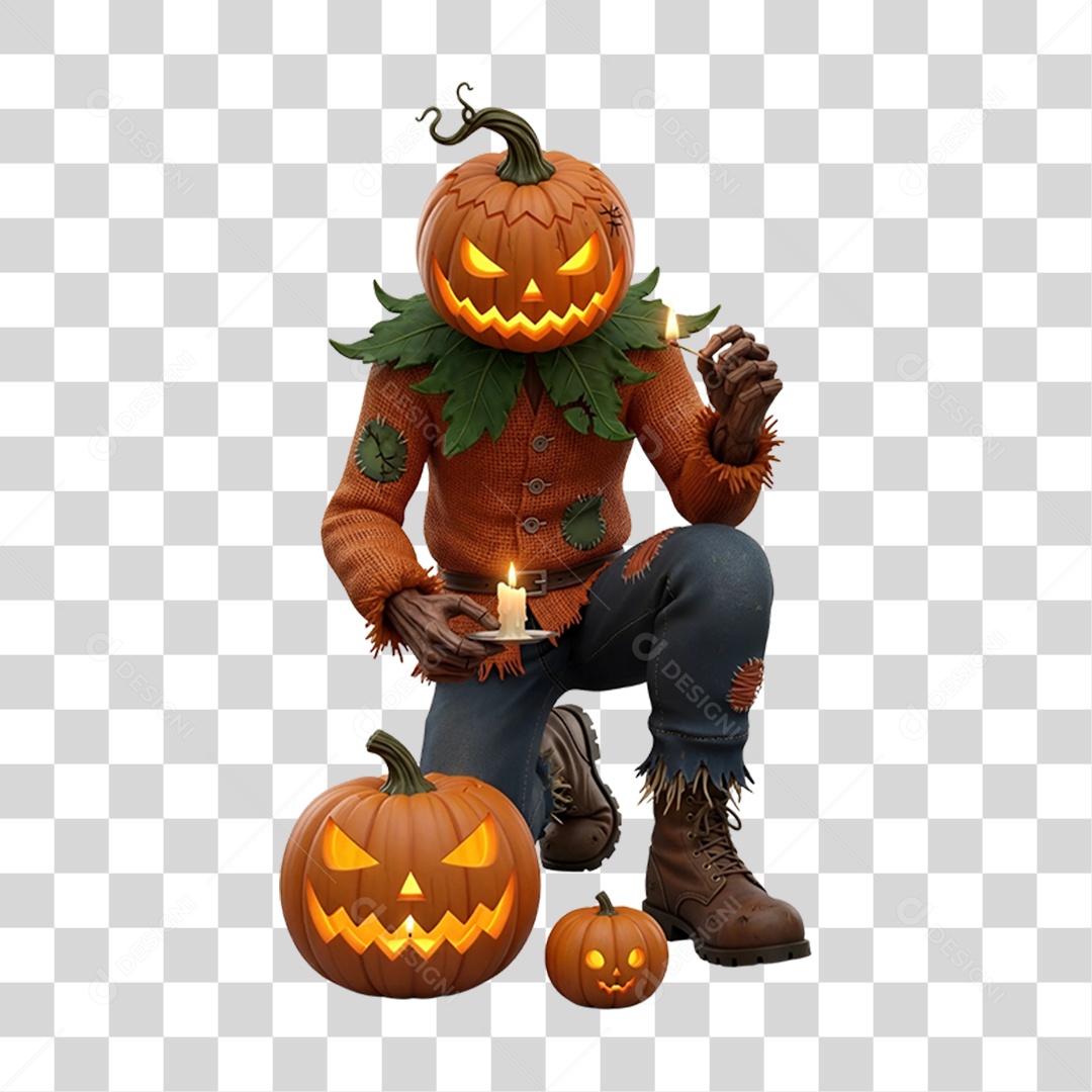 Cabeça de Abóbora Halloween Espantalho PNG Transparente