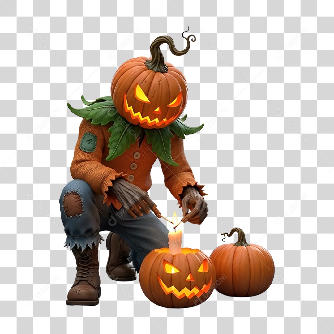 Cabeça de Abóbora Halloween Espantalho PNG Transparente