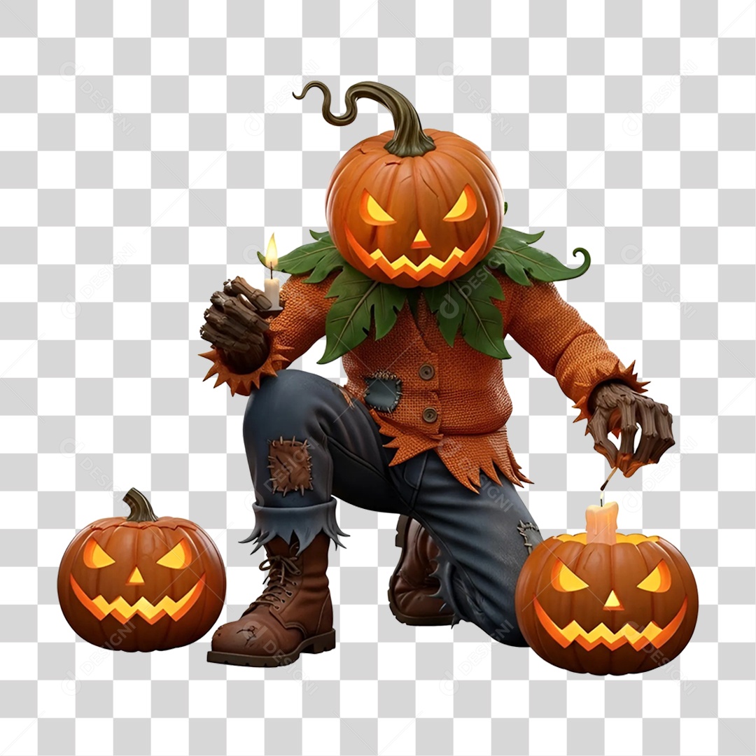Cabeça de Abóbora Halloween Espantalho PNG Transparente