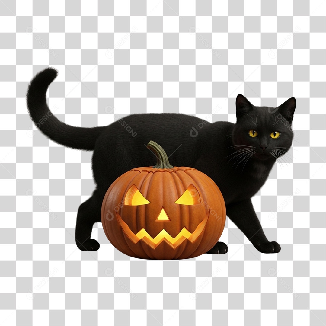 Gato Preto de Halloween PNG Transparente