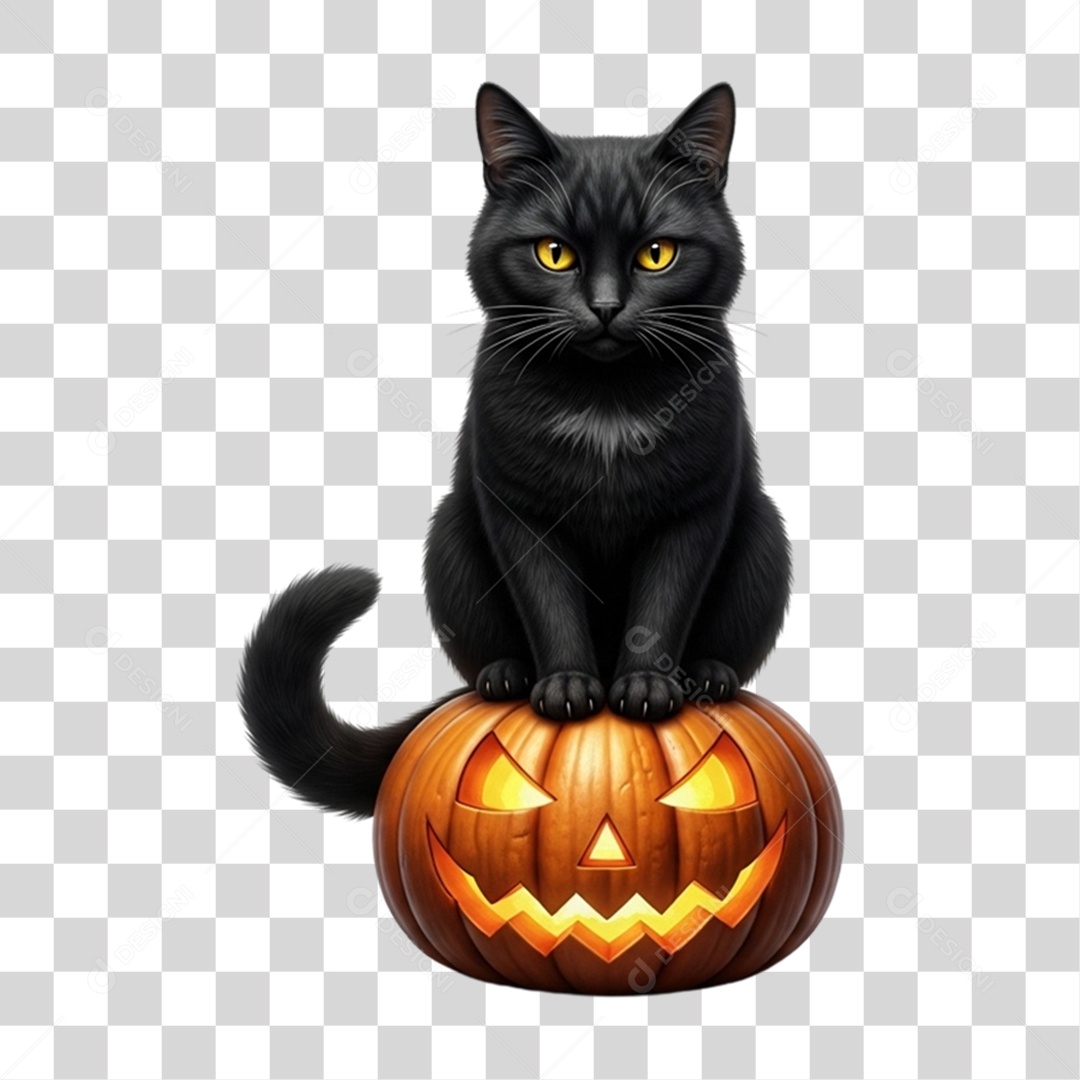 Gato Preto de Halloween PNG Transparente