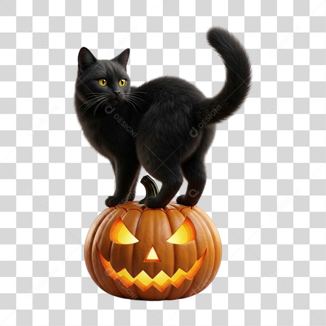 Gato Preto de Halloween PNG Transparente